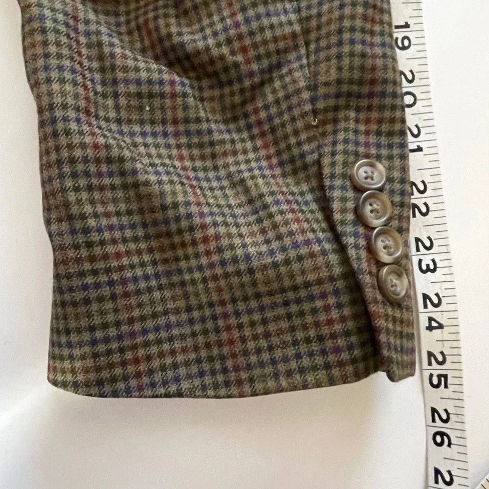 Jos A Bank 44R Sport Coat Blazer 100% Wool‎ Brown Multi Guncheck Plaid 2-Button